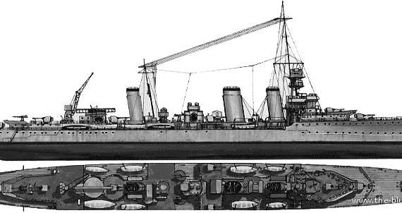 Крейсер HMS Emerald (1935) - чертежи, габариты, рисунки
