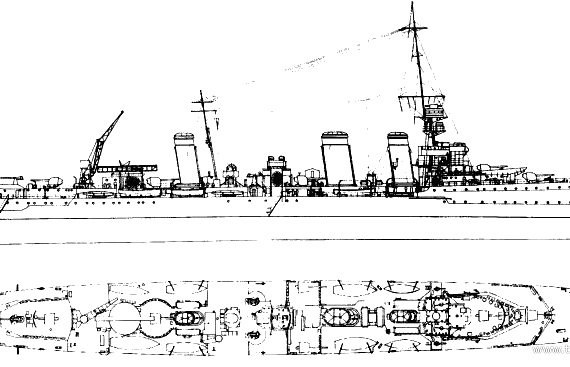 Боевой корабль HMS Emerald (Light cruiser) (1939) - чертежи, габариты, рисунки