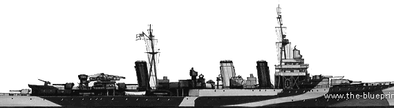 Крейсер HMS Enterprise (1944) - чертежи, габариты, рисунки