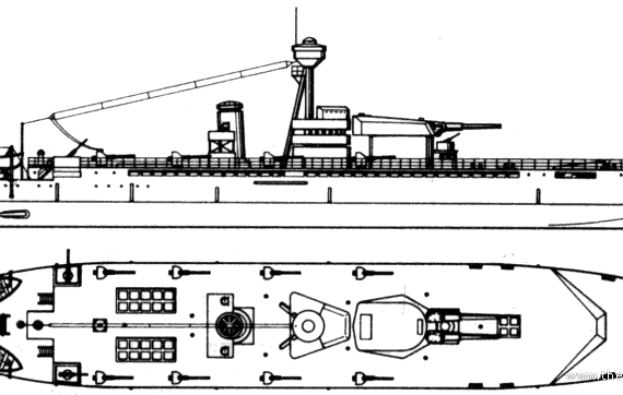 Combat ship HMS Erebus (Monitor) (1917) - drawings, dimensions, pictures