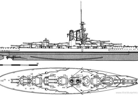 Корабль HMS Erin (Battleship) (1915) - чертежи, габариты, рисунки