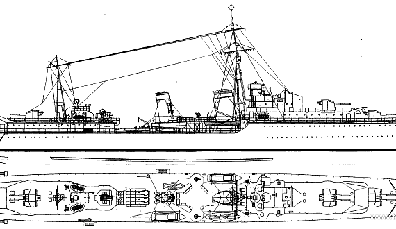 Боевой корабль HMS Eskimo (Destroyer) (1939) - чертежи, габариты, рисунки