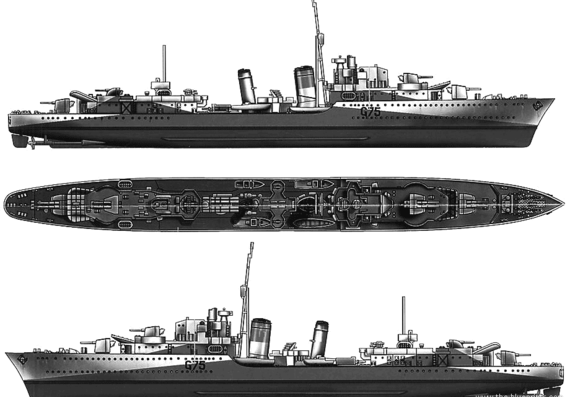 Корабль HMS Eskimo (Destroyer) (1941) - чертежи, габариты, рисунки