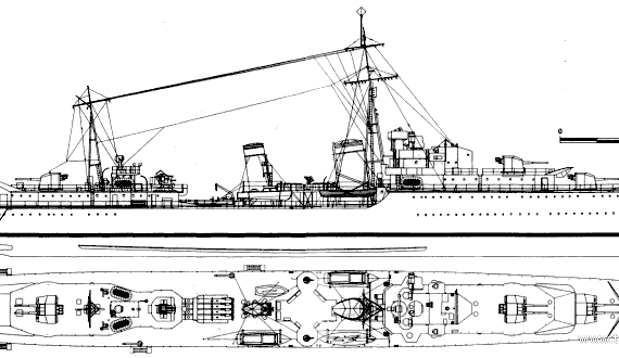 Корабль HMS Eskimo F75 (Destroyer) (1939) - чертежи, габариты, рисунки