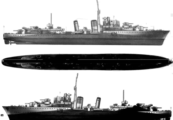 Корабль HMS Eskimo F75 (Destroyer) (1941) - чертежи, габариты, рисунки