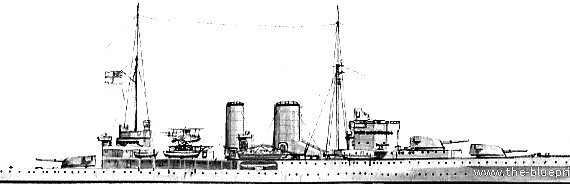 Cruiser HMS Exeter (1939) - drawings, dimensions, pictures