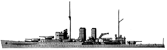 Корабль HMS Exeter (Light Cruiser) (1929) - чертежи, габариты, рисунки