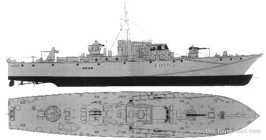 Корабль HMS Fairmile D MGB 660 (Motor Launche) - чертежи, габариты, рисунки