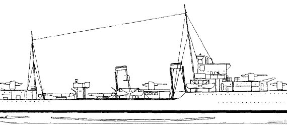 Destroyer HMS Faulknor (Destroyer) (1940) - drawings, dimensions, pictures