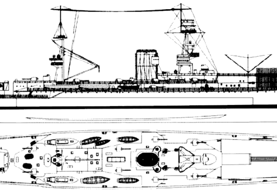Авианосец HMS Furious 1917 {Aircraft Carrier) - чертежи, габариты, рисунки