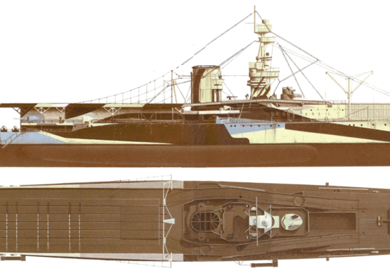 Aircraft carrier HMS Furious 1918 (Aircraft Carrier) - drawings, dimensions, pictures