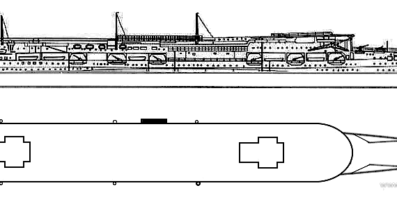 Aircraft carrier HMS Furious (Aircraft Carrier) - drawings, dimensions, pictures