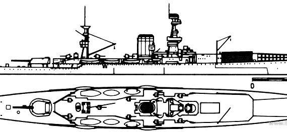 Корабль HMS Furious (Battlecruier) (1917) - чертежи, габариты, рисунки