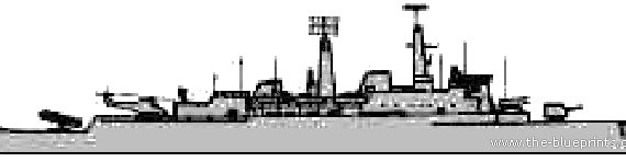 Корабль HMS Glamorgan - чертежи, габариты, рисунки