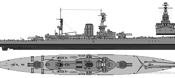 Корабль HMS Glorious (Battlecruier) (1915) - чертежи, габариты, рисунки