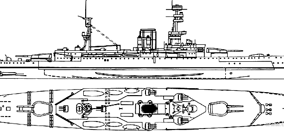 Cruiser HMS Glorious (Battlecruiser) (1916) - drawings, dimensions, pictures