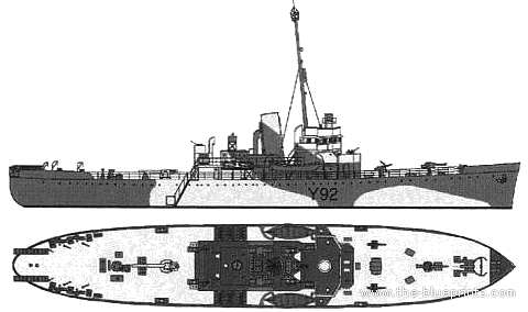 Корабль HMS Gorleston (Sloop Escort) (1943) - чертежи, габариты, рисунки