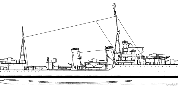 Корабль HMS Hardy H87 (Destroyer) (1940) - чертежи, габариты, рисунки
