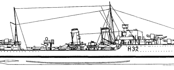Корабль HMS Havant H32 (Destroyer) (1940) - чертежи, габариты, рисунки
