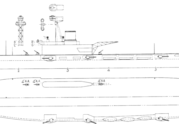 Aircraft carrier HMS Hermes - drawings, dimensions, pictures