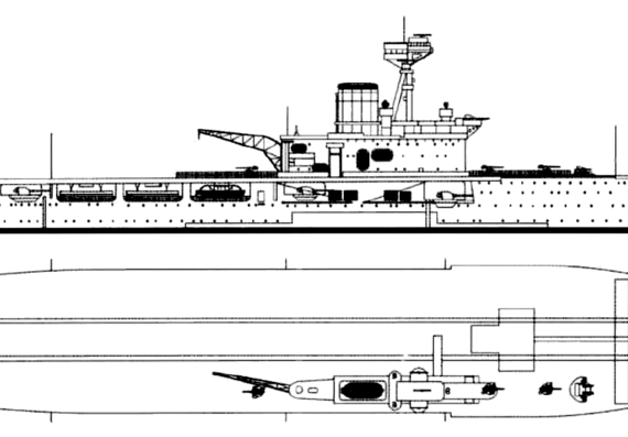 Aircraft carrier HMS Hermes 1924 {Aircraft Carrier) - drawings, dimensions, pictures