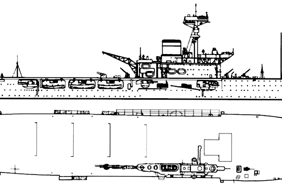 Боевой корабль HMS Hermes (1942) - чертежи, габариты, рисунки