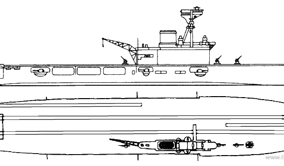 Combat ship HMS Hermes (Aircraft Carrier) (1942) - drawings, dimensions, pictures