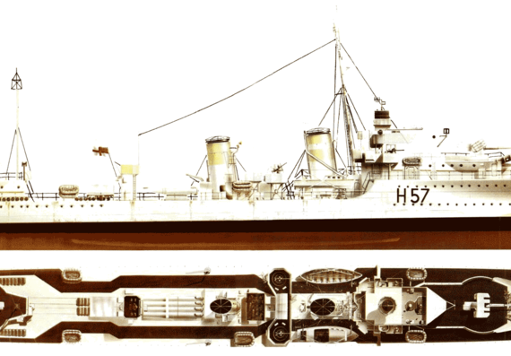 Корабль HMS Hesperus (Destroyer) (1943) - чертежи, габариты, рисунки