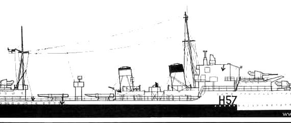 HMS Hesperus H57 (Destroyer) - drawings, dimensions, pictures