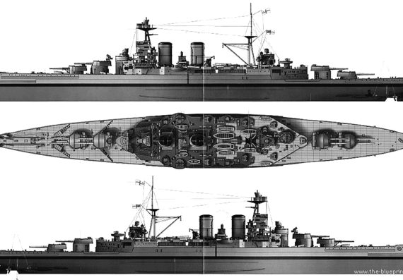 Корабль HMS Hood (Battlecruiser) - чертежи, габариты, рисунки