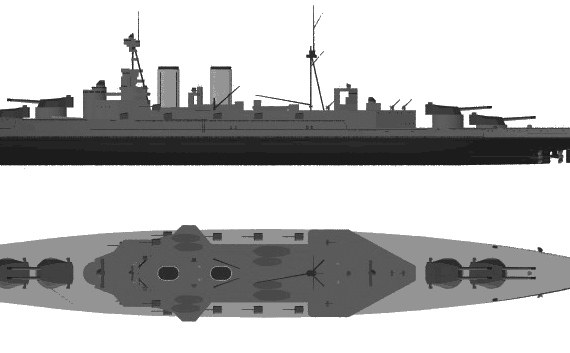 Боевой корабль HMS Hood (Battlecruiser) (1924) - чертежи, габариты, рисунки