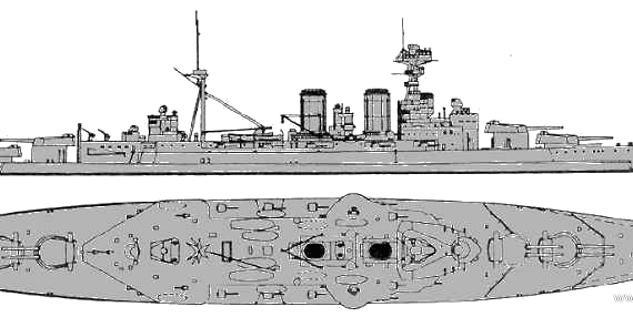 Корабль HMS Hood (Battlecruiser) (1928) - чертежи, габариты, рисунки