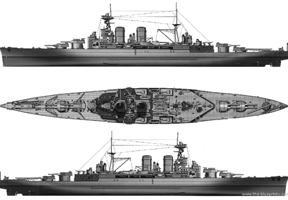 Корабль HMS Hood (Battlecruiser) (1931) - чертежи, габариты, рисунки