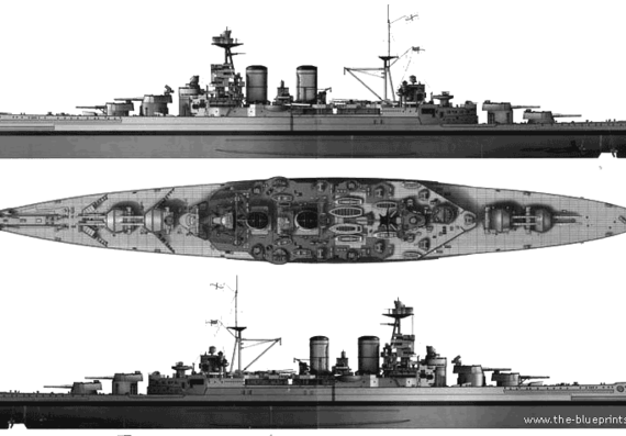 Боевой корабль HMS Hood (Batttlecruiser) (1941) - чертежи, габариты, рисунки