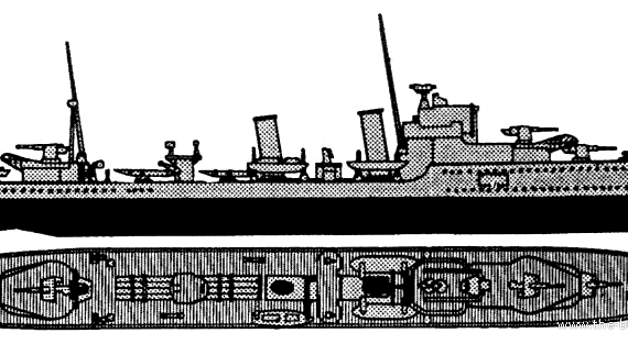 Корабль HMS Hotspur (Destroyer) - чертежи, габариты, рисунки