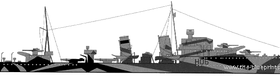 Корабль HMS Hurricane (Destroyer) (1940) - чертежи, габариты, рисунки