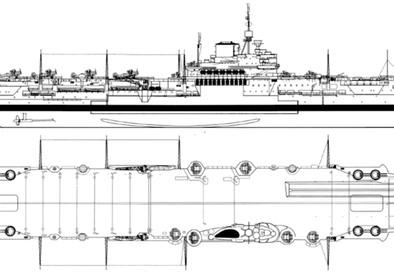Aircraft carrier HMS Illustrious 1941 {Aircraft Carrier) - drawings, dimensions, pictures