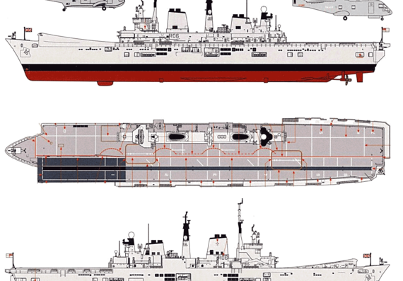 Корабль HMS Illustrious R06 (Aircraft Carrier) - чертежи, габариты, рисунки
