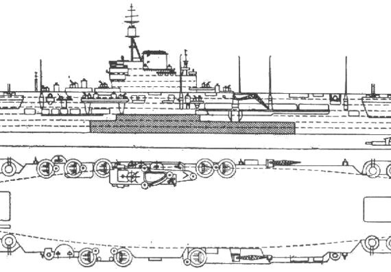Aircraft carrier HMS Implacable - drawings, dimensions, figures