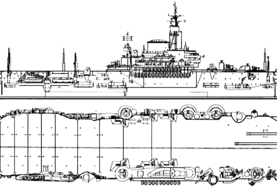 Авианосец HMS Implacable 1944 {Aircraft Carrier) - чертежи, габариты, рисунки