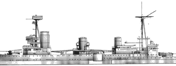 Cruiser HMS Indefatigable (Battlecruiser) (1916) - drawings, dimensions, pictures