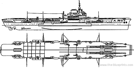 HMS Indomitable ship - drawings, dimensions, figures