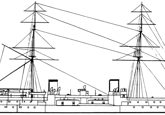 Боевой корабль HMS Inflexible 1882 (Battleship) - чертежи, габариты, рисунки