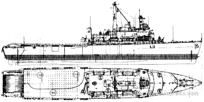 Корабль HMS Intrepid L11 (Assault Ship) (1972) - чертежи, габариты, рисунки
