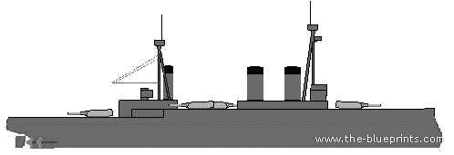 Крейсер HMS Invincible (Battlecruiser) (1908) - чертежи, габариты, рисунки