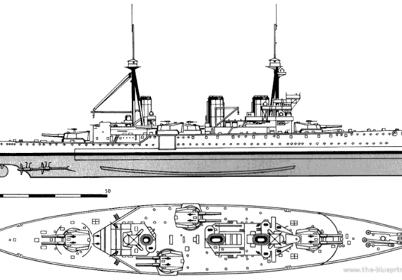 Корабль HMS Invincible (Battlecruiser) (1909) - чертежи, габариты, рисунки