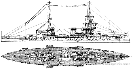 Крейсер HMS Invincible (Battlecruiser) (1914) - чертежи, габариты, рисунки