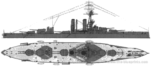 Боевой корабль HMS Iron Duke - чертежи, габариты, рисунки
