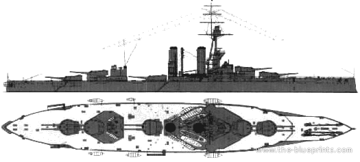 Корабль HMS Iron Duke (1916) - чертежи, габариты, рисунки