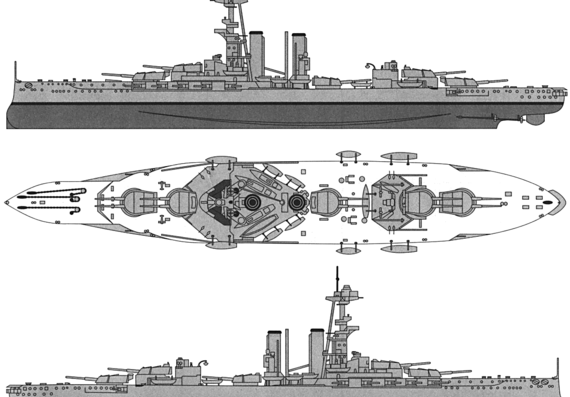 Корабль HMS Iron Duke (Battleship) (1915) - чертежи, габариты, рисунки